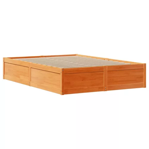  viaszbarna tömör fenyőfa ágy matrac nélkül 135 x 190 cm