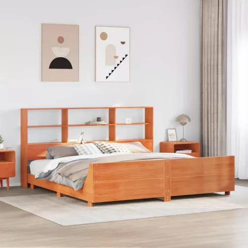  viaszbarna tömör fenyőfa ágy matrac nélkül 200 x 200 cm