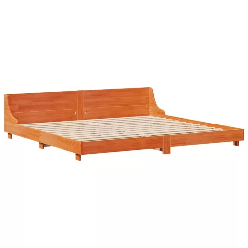  viaszbarna tömör fenyőfa ágy matrac nélkül 200 x 200 cm