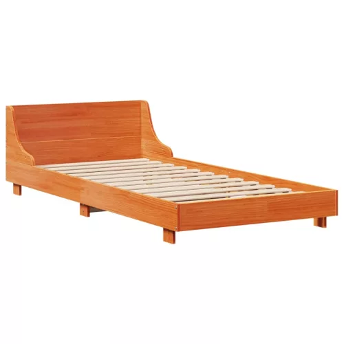  viaszbarna tömör fenyőfa ágy matrac nélkül 100 x 200 cm