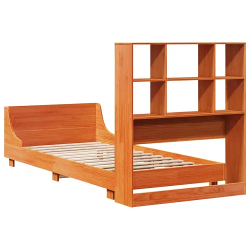  viaszbarna tömör fenyőfa ágy matrac nélkül 100 x 200 cm