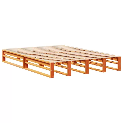  viaszbarna tömör fa könyvespolcos ágy matrac nélkül 140 x 200cm