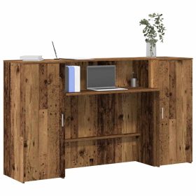  recepciós pult antik fa 180x50x103,5 cm szerelt fa
