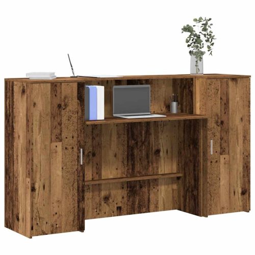  recepciós pult antik fa 180x50x103,5 cm szerelt fa