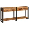  Konzolasztalok 2 pcs Barna 160 x 33 x 75 cm Tömör durva mangófa