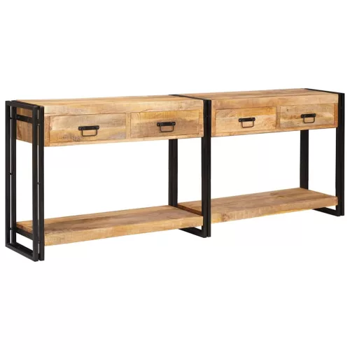  Konzolasztal 2 pcs Barna 200 x 33 x 75 cm Tömör nyers mangófa