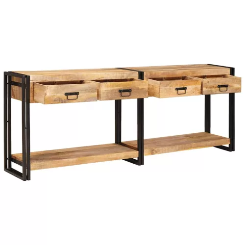  Konzolasztal 2 pcs Barna 200 x 33 x 75 cm Tömör nyers mangófa