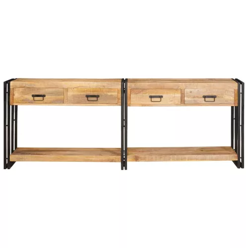  Konzolasztal 2 pcs Barna 200 x 33 x 75 cm Tömör nyers mangófa