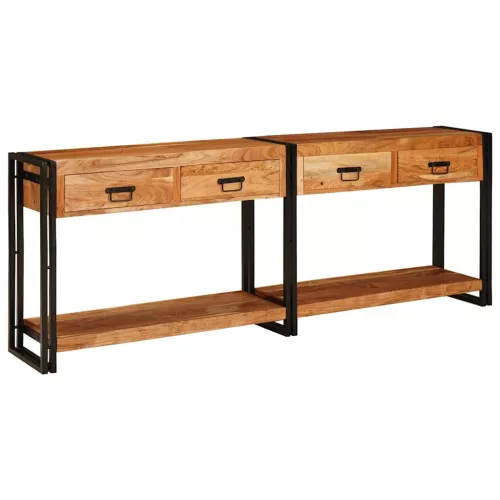  Konzolasztalok 2 pcs Barna 200 x 33 x 75 cm Tömör akácfa