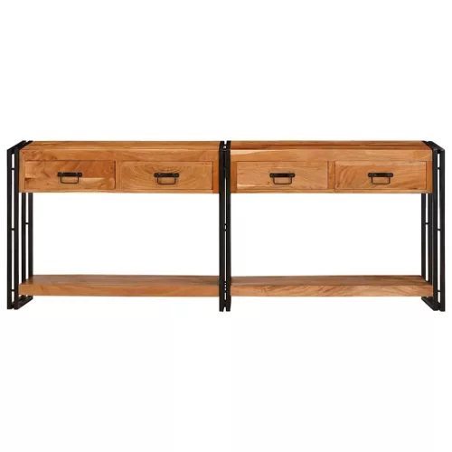  Konzolasztalok 2 pcs Barna 200 x 33 x 75 cm Tömör akácfa