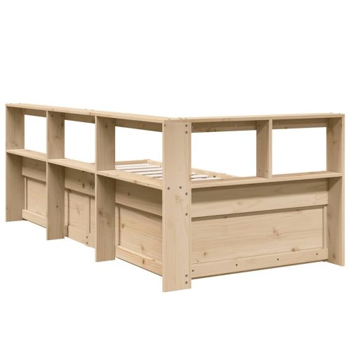  tömör fenyőfa könyvespolcos ágy matrac nélkül 90 x 190 cm