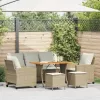  6 részes bézs polyrattan kerti ülőgarnitúra párnával