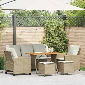  6 részes bézs polyrattan kerti ülőgarnitúra párnával