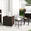  3 db barna polyrattan kerti kisasztal