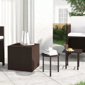  3 db barna polyrattan kerti kisasztal
