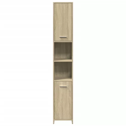  4 részes sonoma tölgyszínű szerelt fa fürdőszobai bútorszett