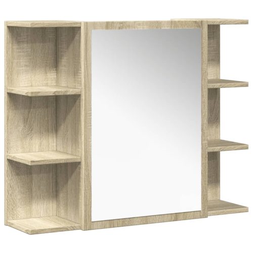  4 részes sonoma tölgyszínű szerelt fa fürdőszobai bútorszett