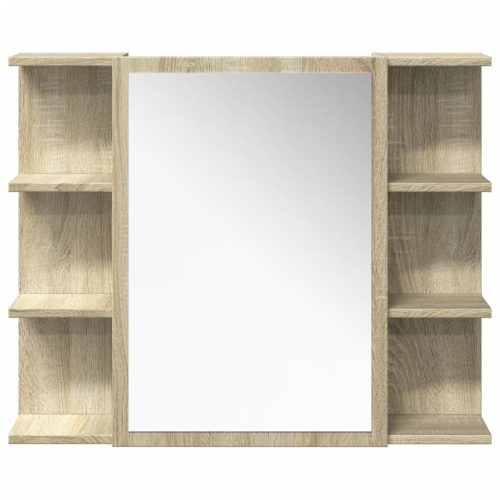  4 részes sonoma tölgyszínű szerelt fa fürdőszobai bútorszett