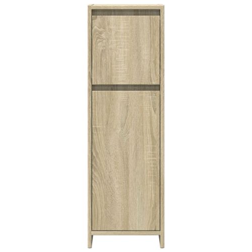  3 részes sonoma tölgyszínű szerelt fa fürdőszobai bútorszett