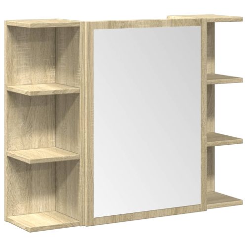  3 részes sonoma tölgyszínű szerelt fa fürdőszobai bútorszett