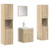  5 részes sonoma tölgyszínű szerelt fa fürdőszobai bútorszett