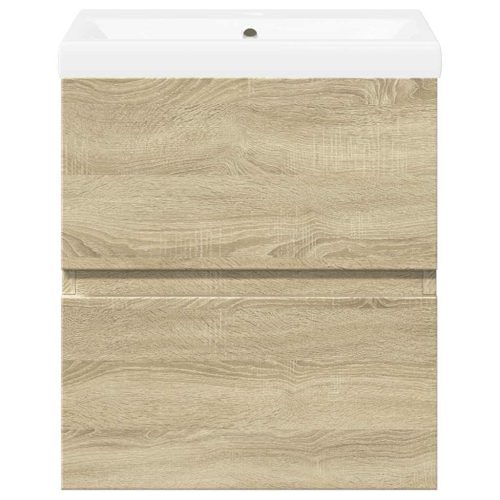  2 részes sonoma tölgyszínű szerelt fa fürdőszobai bútorszett