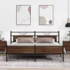  barna tölgy színű fém ágykeret matrac nélkül 200 x 200 cm