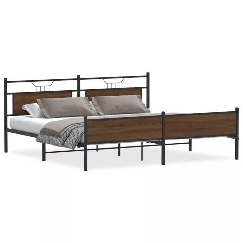  barna tölgy színű fém ágykeret matrac nélkül 200 x 200 cm