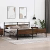  barna tölgy színű fém ágykeret matrac nélkül 200 x 200 cm