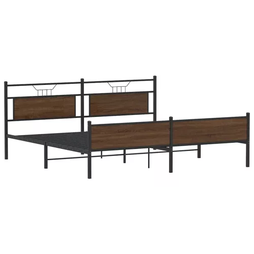  barna tölgy színű fém ágykeret matrac nélkül 200 x 200 cm
