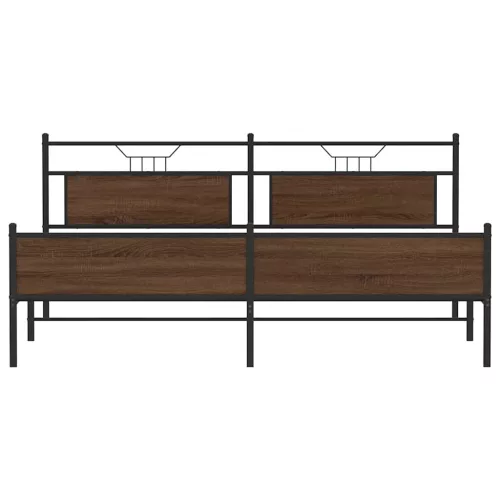  barna tölgy színű fém ágykeret matrac nélkül 200 x 200 cm