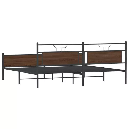  barna tölgy színű fém ágykeret matrac nélkül 200 x 200 cm