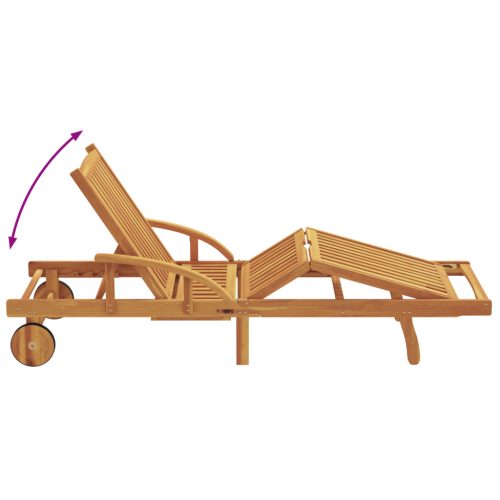  Napozók 2 db Párnával és Kerekekkel Piros Tömör Akác