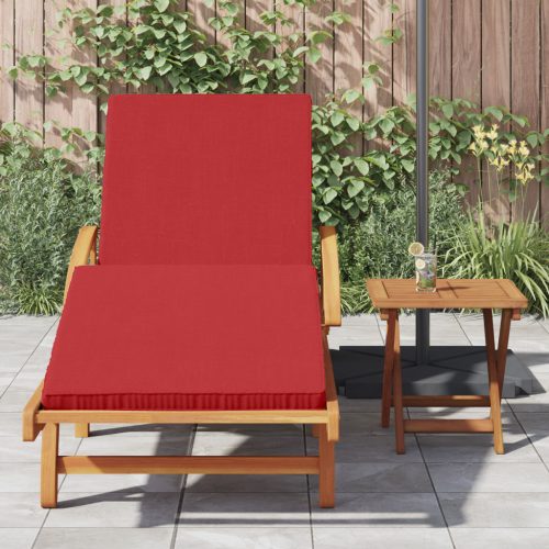  Napozóágy párnával és asztallal, piros tömör akácfából