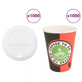  1000 db papír kávéscsészék fedővel 4oz 100ml