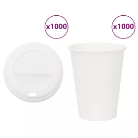 1000 db papír kávéscsészék fedővel 12oz 300ml