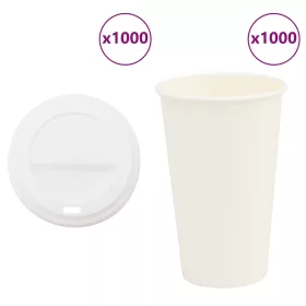  1000 db papír kávéscsészék fedővel 16oz 400ml