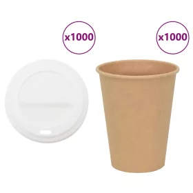  1000 db papír kávéscsészék fedővel 12oz 300ml