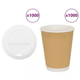  1000 db papír kávéscsészék fedővel 16oz 400ml