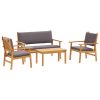  4 részes kertibútor szett párnákkal, tömör akácfából