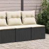  2 részes fekete polyrattan akácfa kerti ülőgarnitúra párnával