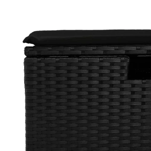  4 részes fekete polyrattan kerti ülőgarnitúra párnákkal