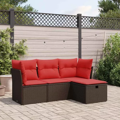  4 részes barna polyrattan kerti ülőgarnitúra párnákkal
