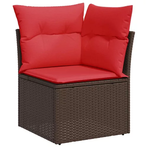  4 részes barna polyrattan kerti ülőgarnitúra párnákkal