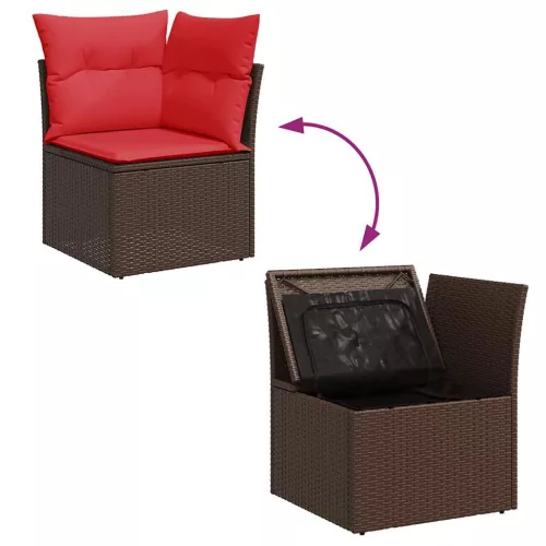  4 részes barna polyrattan kerti ülőgarnitúra párnákkal