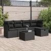 6 részes fekete polyrattan kerti ülőgarnitúra párnákkal