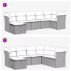  7 részes fekete polyrattan kerti ülőgarnitúra párnával
