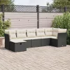  7 részes fekete polyrattan kerti ülőgarnitúra párnával