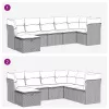  7 részes fekete polyrattan kerti ülőgarnitúra párnával