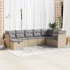  8 részes bézs polyrattan kerti ülőgarnitúra párnával